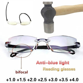Rimless Reading Glasses Anti Blue Light Bifocal